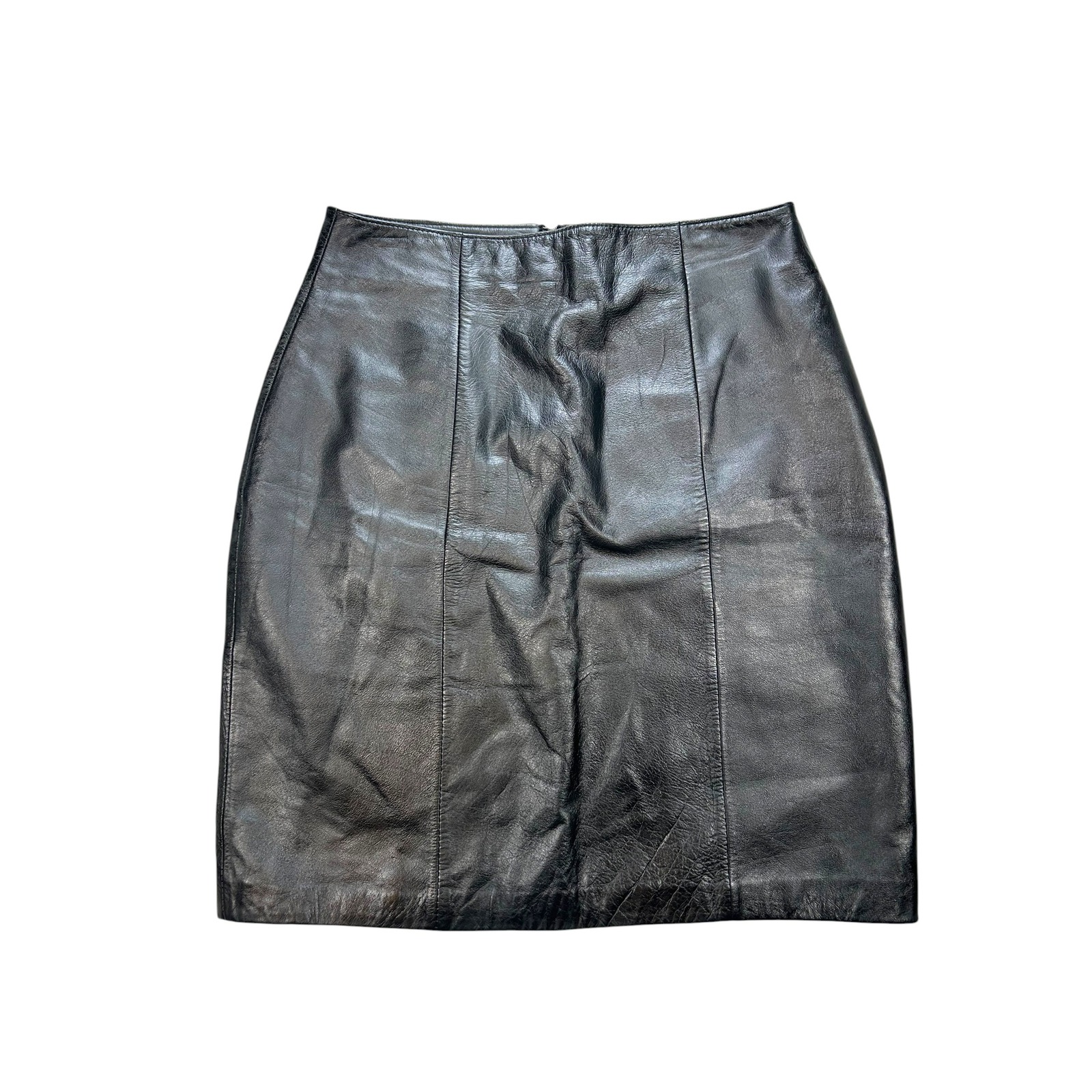 JFS Signature Leather Black Genuine Leather Pencil Skirt Size 10 Vintage